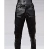 Mens Slim Pocket Design Black Leather Pencil Jeans Motorcycle Pants