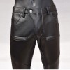 Mens Slim Pocket Design Black Leather Pencil Jeans Motorcycle Pants