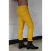 Mens Slim Singer Costumes Yellow Leather Boots Trousers Pants 
