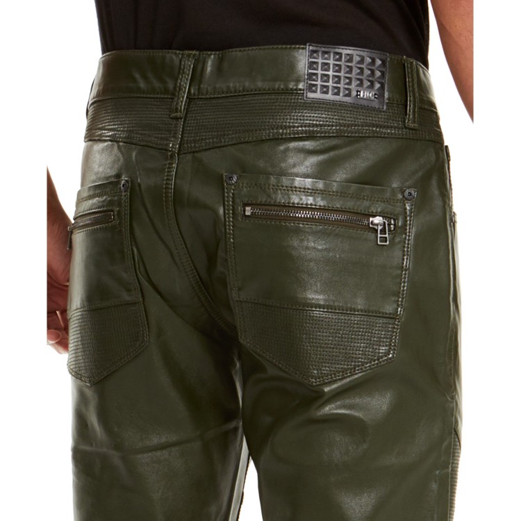 mens leather jeans olive green leather pants new trousers  Lederjeans olive