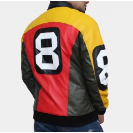 Mens Sporty Design Style Leather Bomber Jacket 