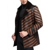 Mens Top Designer Double Breasted Leather Fur Shearling Coat 