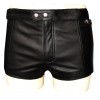 Mens Zipper Fly Front Leather Shorts With Full Lace Back