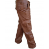 Real Brown Leather Cargo Jeans Pants for Male