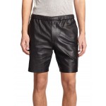 Simple Classic Fashion Black Leather Shorts for Men