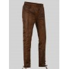 Vintage Style Cowboy Lace up Brown Leather Pants for Male