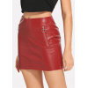 Womens Casual High Waist Zip Detail Red Leather Skirt