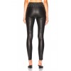 Womens Elastic Waistband Stretch Fit Black Leather Capris