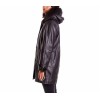 Womens Genuine Soft Black Leather Hooded Coat with Fur