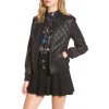 Womens Quilted Genuine Lambskin  Black Leather Bomber Jacket 