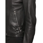 Black Motorcycle Style Leather Jacket for Men