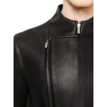 Black Motorcycle Style Leather Jacket for Men