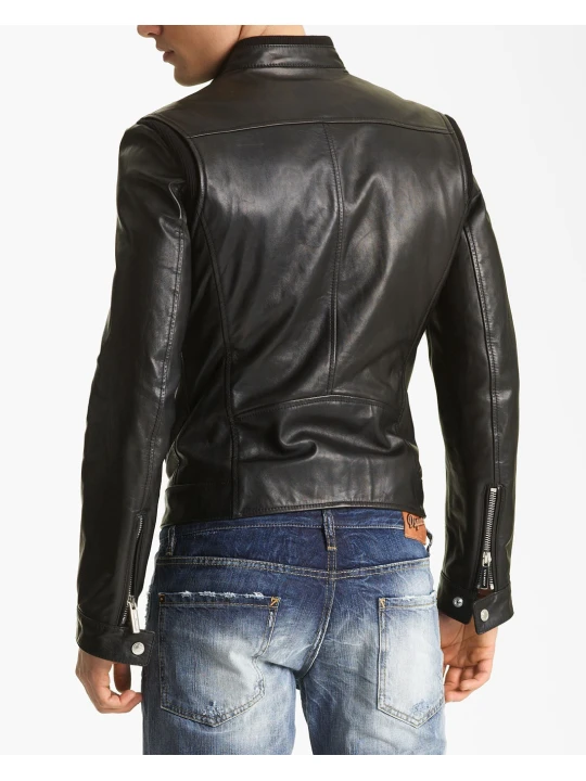 Men's Slim Fit Leather Motorcycle Jacket