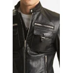 Mens Slim Fit Leather Motorcycle Jacket