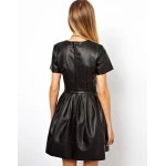 Elegant Fashion Black Leather Dress Outfit for Women