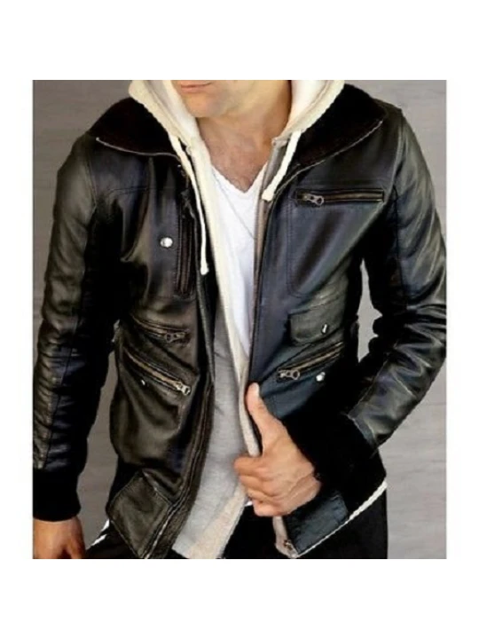 Biker Style Mens Bomber Jacket Black