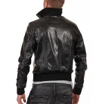 Black Leather Jacket Mens Motorcycle Bomber