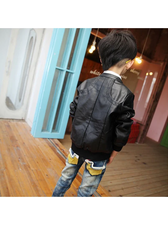 Black Leather Jacket for Toddler Boy