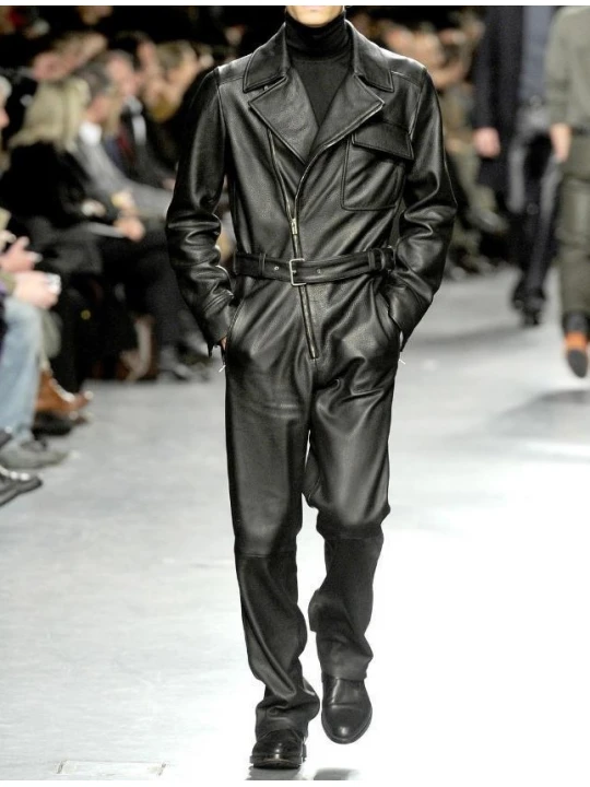 Black Leather Jumpsuit For Men