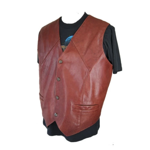 Classic Biker Brown Leather Vest for Men