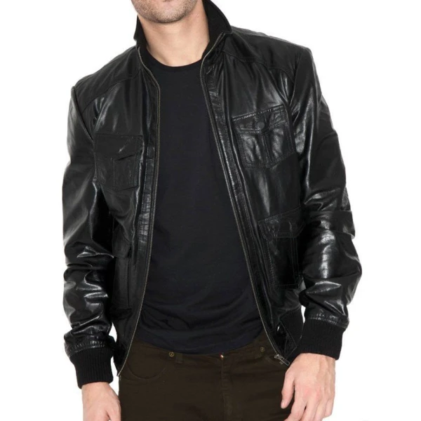 Classic Black Mens Bomber Jacket