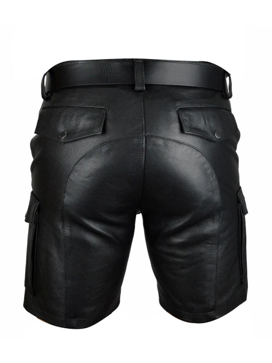 Classic Leather Cargo Shorts for Men