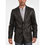 Classic Two Button Casual Leather Blazer Coat for Men