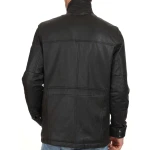 Elegant Black Mens Leather Top Coat