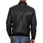 Lightweight Zipped Black Leather Bomber for Men