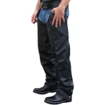 Mens Black Leather Motorcycle Riding Chaps