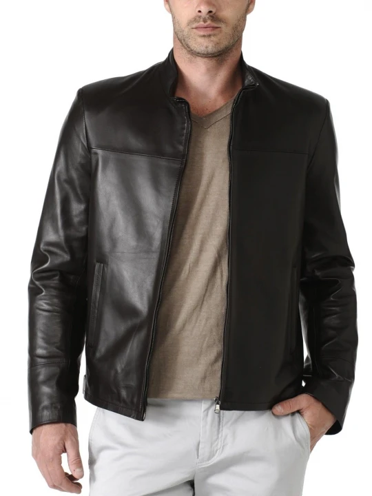 Mens Black Pure Lambskin Leather Jacket