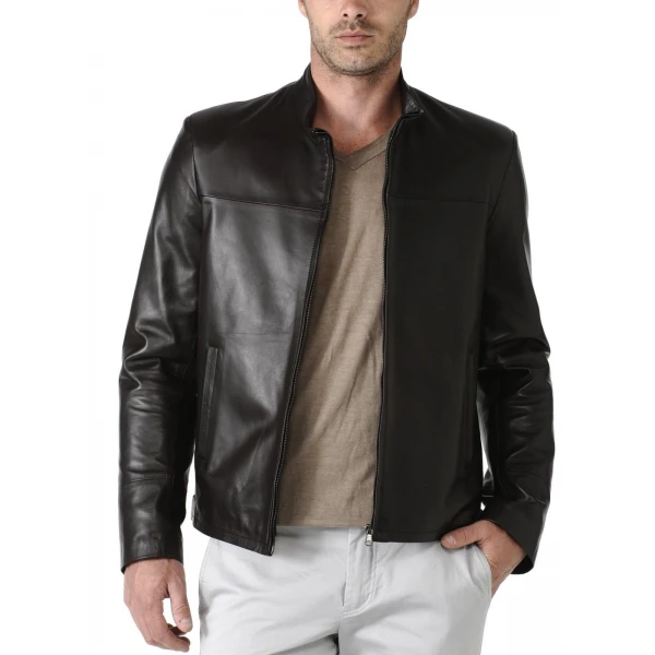 Mens Black Pure Lambskin Leather Jacket