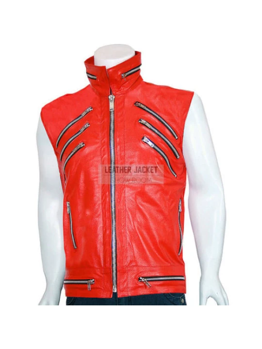 Mens Custom Made Motorcycle Red Leather Vest