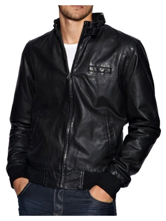 Mens Designer Cool Leather Bomber