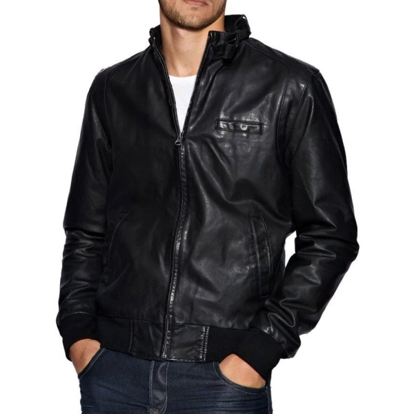 Mens Designer Cool Leather Bomber