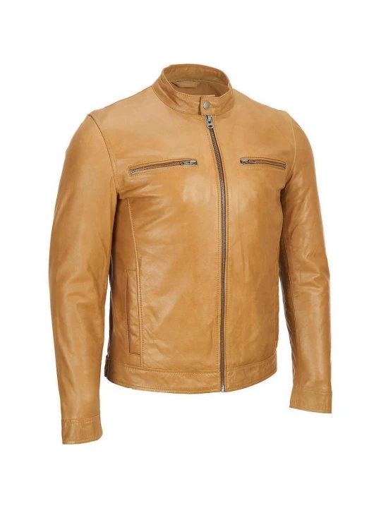 Mens Camel Brown Leather Jacket
