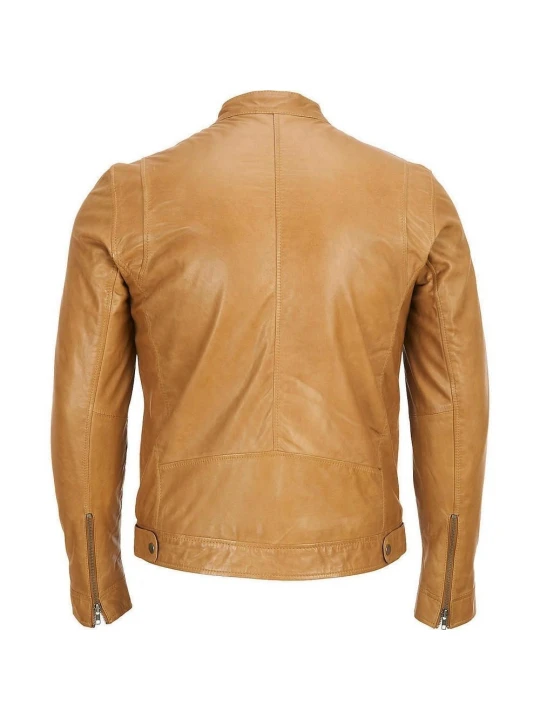 Mens Camel Brown Leather Jacket