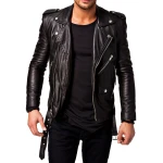 Mens Full Sleeve Genuine Lambskin Leather Riding Jacket
