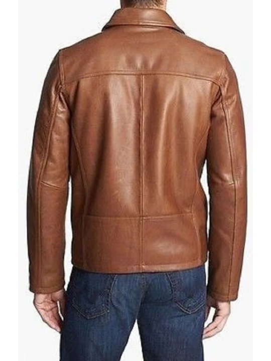 Mens Genuine Slim Fit Brown Leather Jacket
