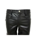 Mens Jeans Style Black Leather Short