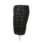 Mens Jeans Style Black Leather Short