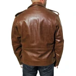 Mens Stylish Brown Leather Motorcycle Jacket