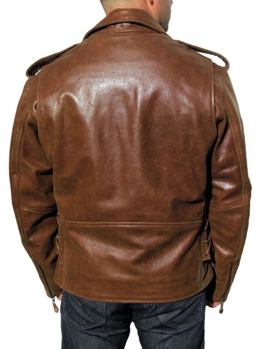 Mens Stylish Brown Leather Motorcycle Jacket