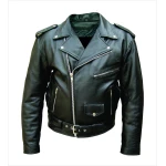 Mens Vintage Black Leather Bike Jacket