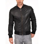 Soft Sheepskin Genuine Quilted Bomber Jacket for Mens