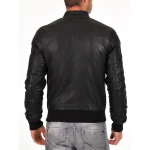 Soft Sheepskin Genuine Quilted Bomber Jacket for Mens