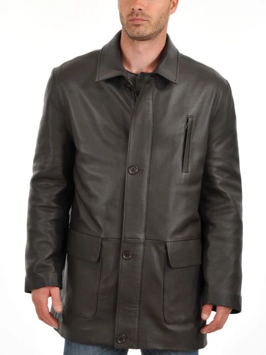 Soft Lambskin Mens Leather Car Coat