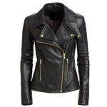 Cool Womens Black Leather Biker Style Jacket