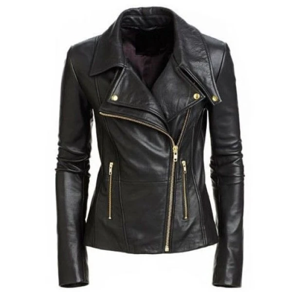 Cool Womens Black Leather Biker Style Jacket