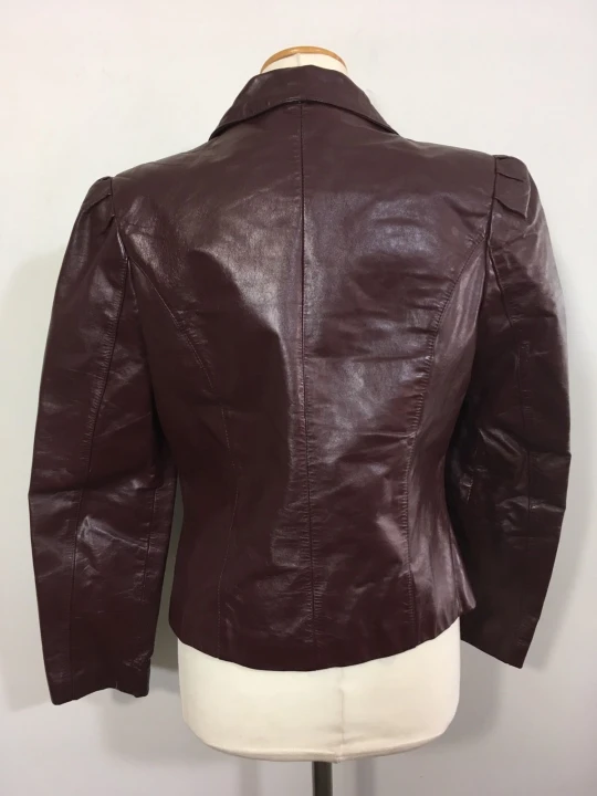 Vintage Brown Leather Blazer for Womens